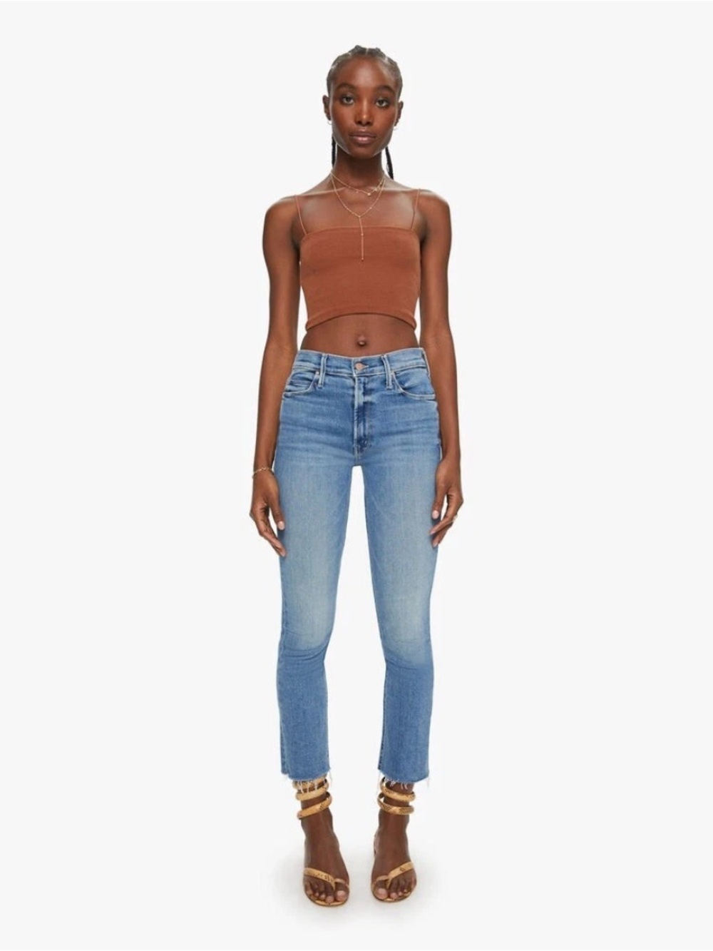 Mother Mid Rise Dazzler Ankle Fray Riding The Cliffside Size 26